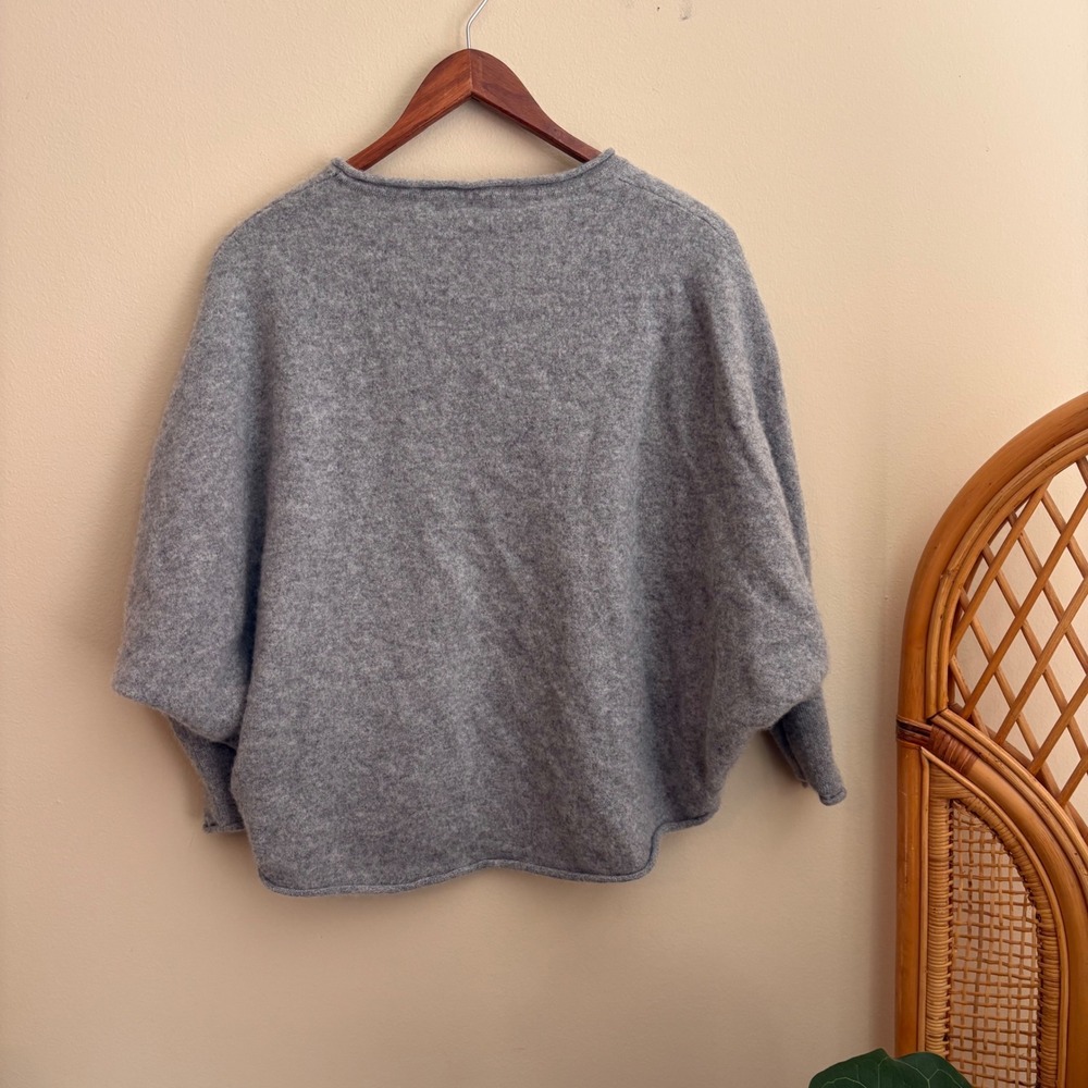 Quince 100% Cashmere Batwing Cowl Gray Pullover Womens Boxy Fit Casual Sweater - Picture 4 of 8